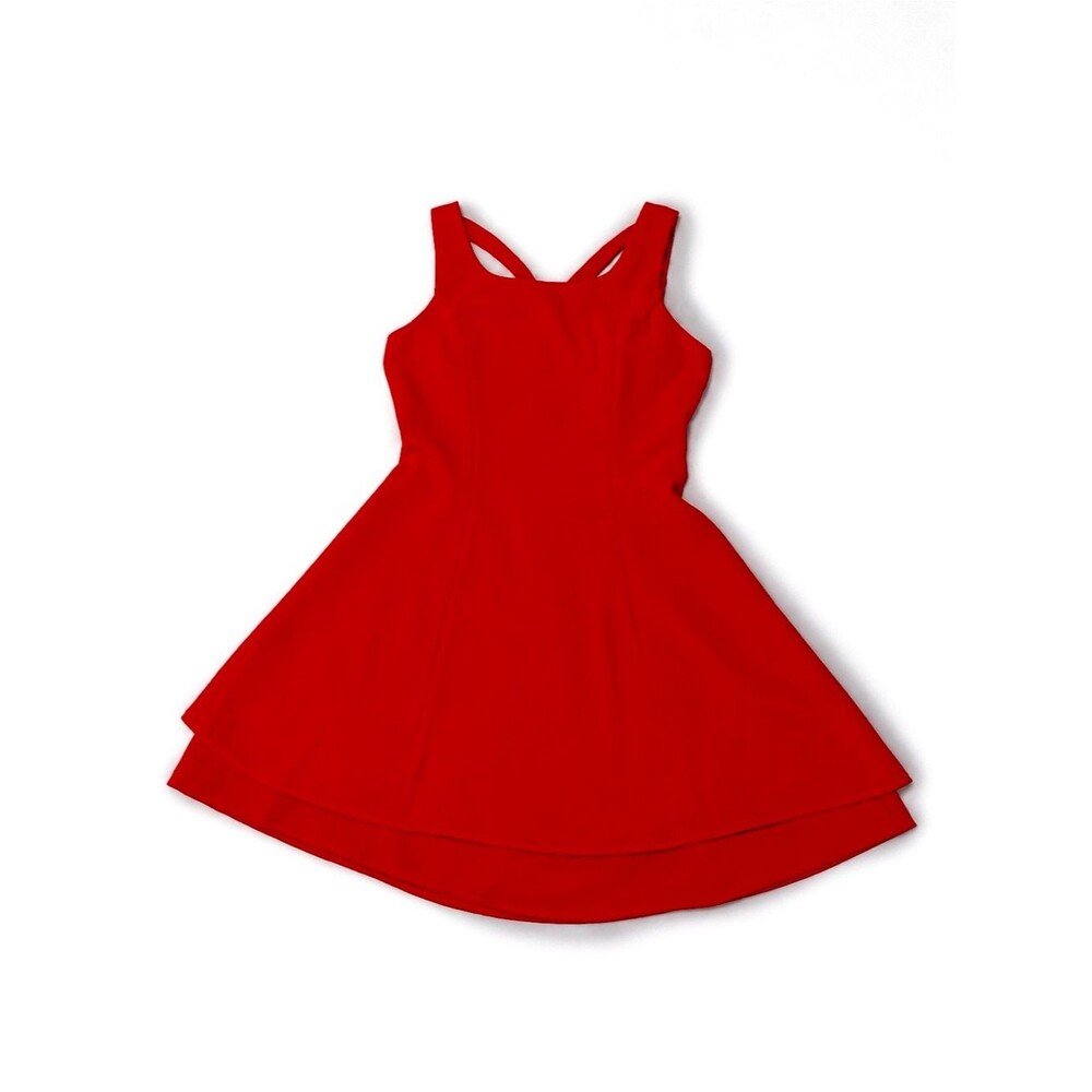 Vintage 90s Y2K Rampage Red Fit & Flare Mini Dress Size 11 Made USA